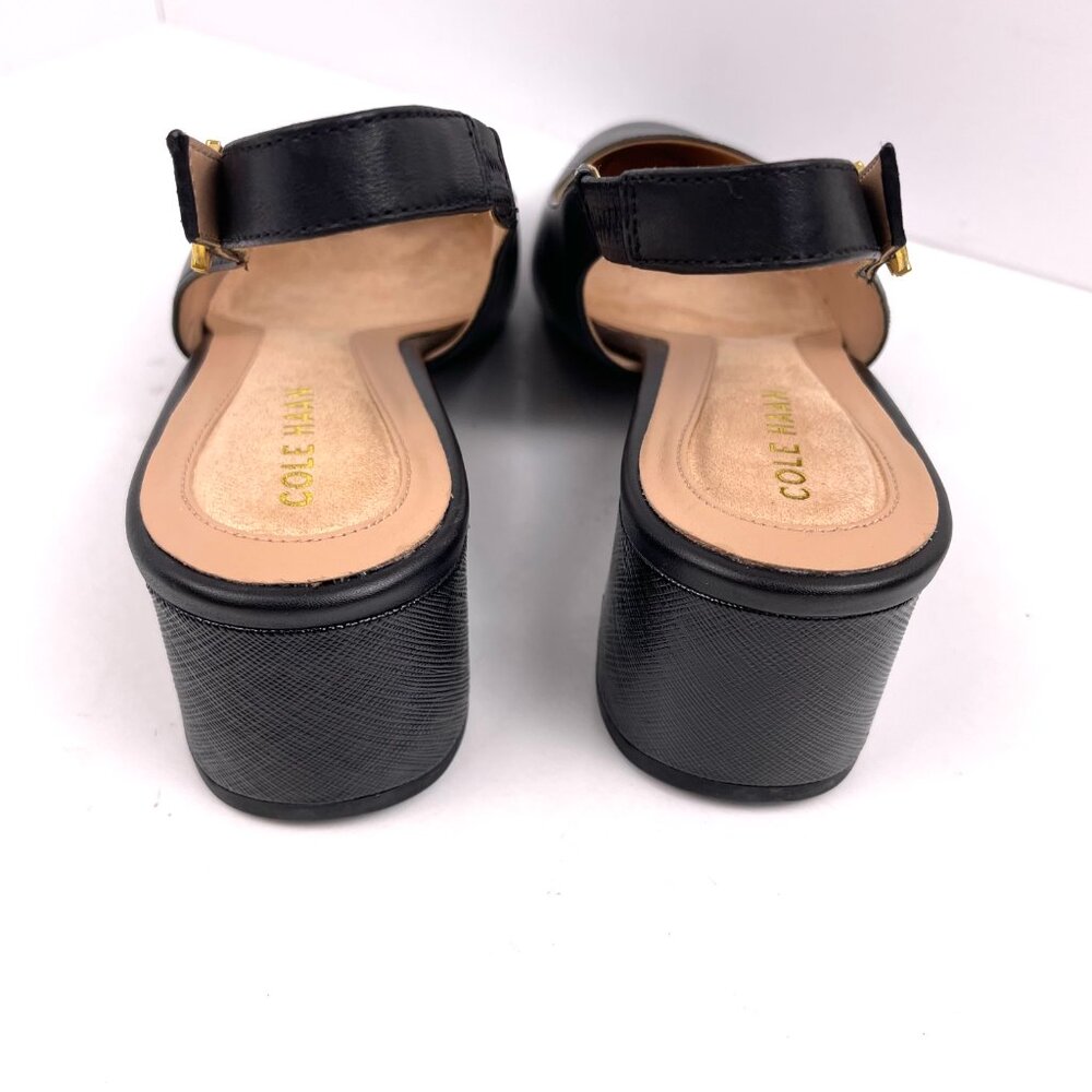 Cole Haan Go-to Slingback Pump 45 mm Womens Black Leather Shoes Size 9.5 B - Picture 6 of 10